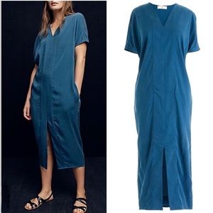 Universal Standard x J. Crew Blue Cupro Tunic Caftan Dress